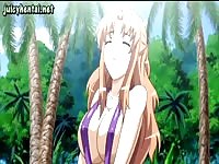 Sweet anime brunette with big boobs