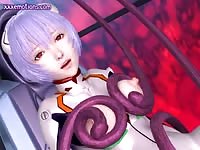 Animated babe drilled by tentacles