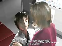 Busty 3D secretary sucking cock at the office
