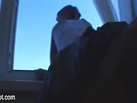 Russian teen Ivana getting for in front of the windows