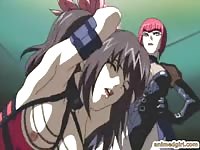 Chained hentai slave gets an enema injection in her ass