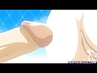 Chained busty hentai nurse in action