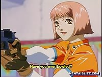 Tight anime girl with big tits takes a huge cock in her cunt