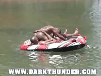 Ebony gay boys having sex in the water